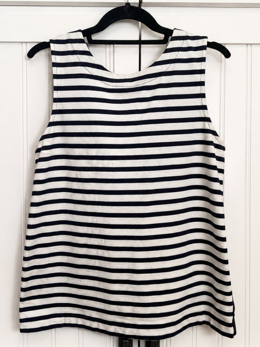 J.Crew Navy & White Striped Bow Back Sleeveless Peplum Top Medium